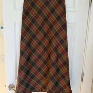 Willi Smith Multicolor Plaid A-Line Skirt wool size 6 maxi